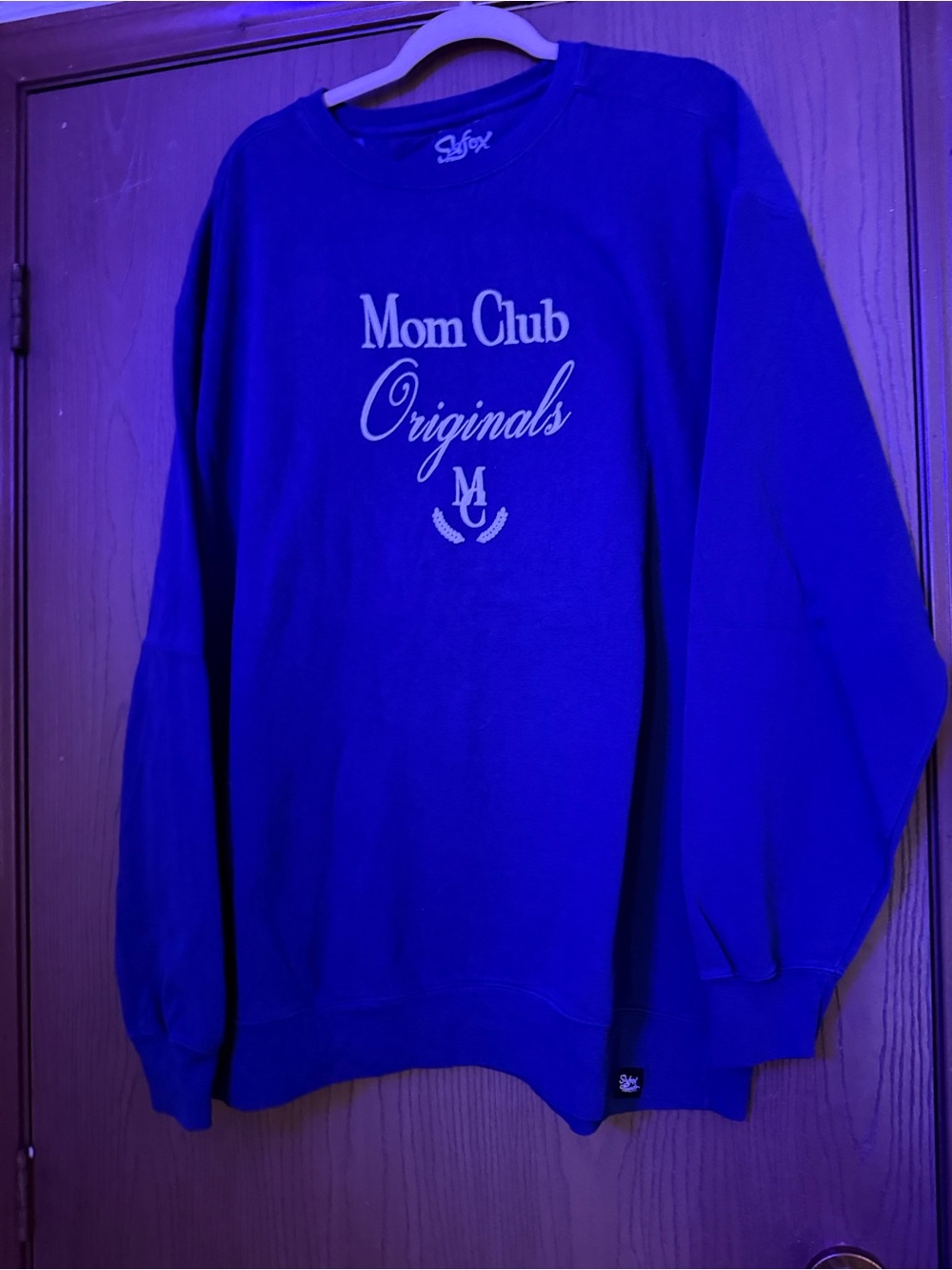 Slyfox Threads Mom Club Originals Crewneck Sweatshirt - Blue. NWOT